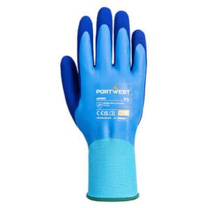 AP80 Liquid Pro Glove in blue, featuring dual latex coating for superior liquid protection, excellent grip in wet and dry conditions, and an elasticated wrist for a secure fit.