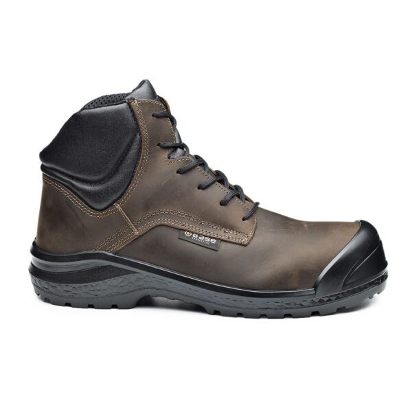 B0883 Be-Browny Top S3 safety shoes with water-resistant waxy leather upper, anti-fatigue sole, puncture-resistant sole, and cold insulation up to -17°C for ultimate workplace protection.