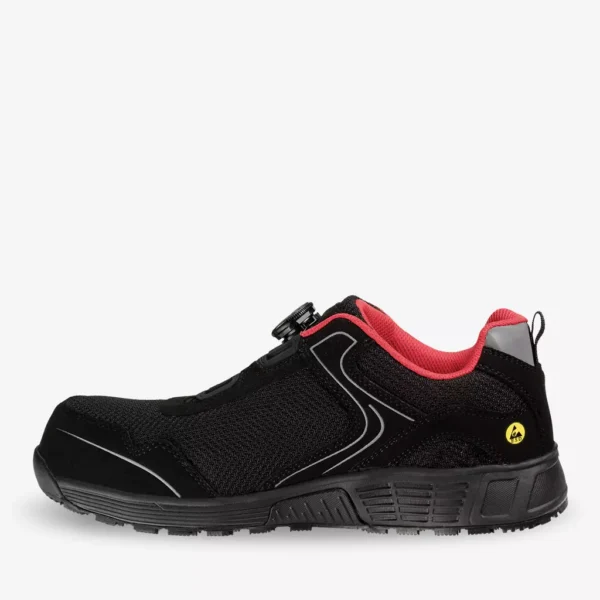 ECOLOBI S1P LOW TLS black and blue safety shoes with TLS closure, eco-friendly design, and extra wide fit