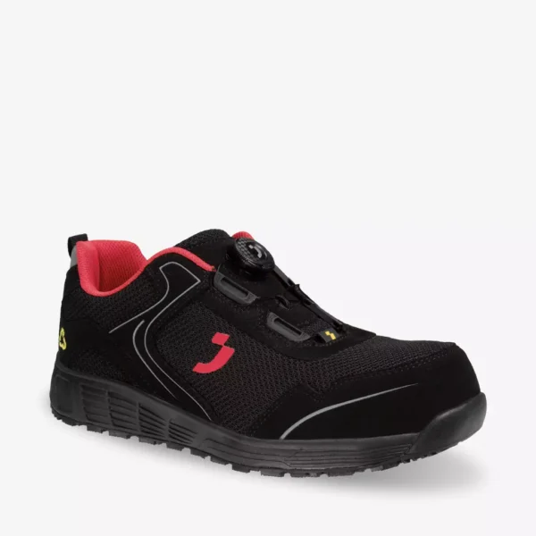 ECOLOBI S1P LOW TLS black and blue safety shoes with TLS closure, eco-friendly design, and extra wide fit