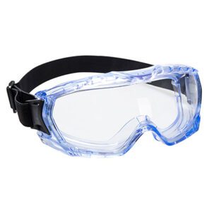 PW24 Ultra Vista Goggles with a wide panoramic field of vision, adjustable elastic headband, anti-fog and anti-scratch coatings, indirect ventilation, and splash protection for superior safety.