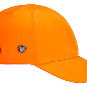 PW59 Portwest Bump Cap with a 7cm long peak, breathable ventilation ports, impact-resistant ABS shell, and adjustable hook-and-loop closure for a secure and comfortable fit.